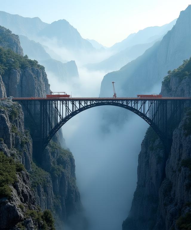 Costruzione di un ponte sospeso in alta quota