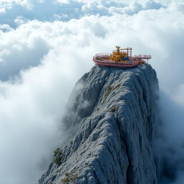 Cantiere in alta quota tra le nuvole