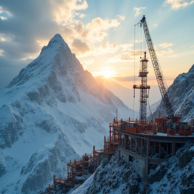 Cantiere in alta quota tra le nuvole